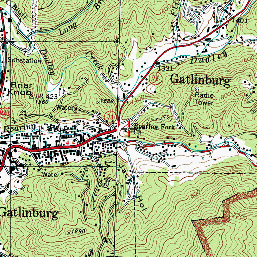 Topographic Map of Roaring Fork Church, TN