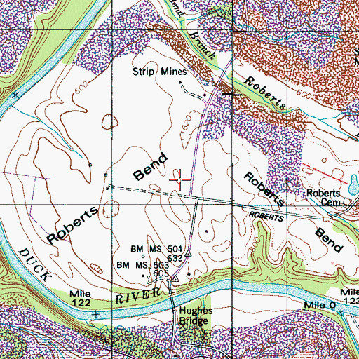 Topographic Map of Roberts Bend, TN