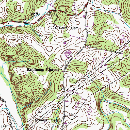 Topographic Map of Robinson Chapel Freewill Baptist Church, TN