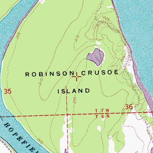 Topographic Map of Robinson Crusoe Island, TN
