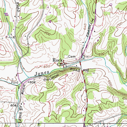 Topographic Map of Rock Church, TN
