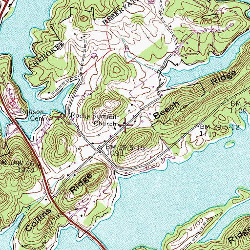 Topographic Map of Rocky Summit Church, TN