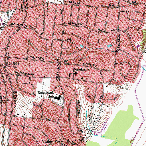 Topographic Map of Rosebank Church, TN