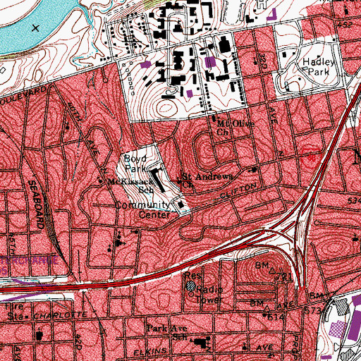 Topographic Map of Saint Andrews Church, TN
