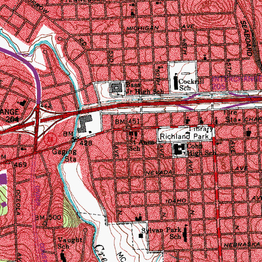 Topographic Map of Saint Anns School, TN