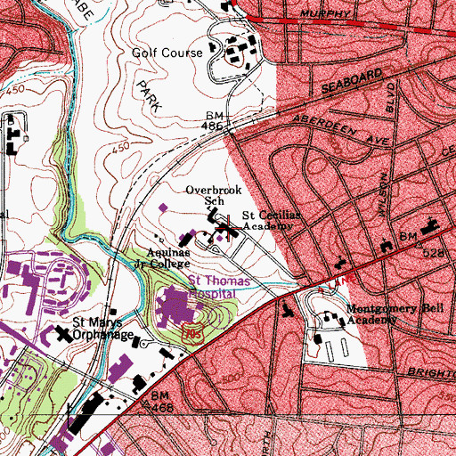 Topographic Map of Saint Cecilias Academy, TN