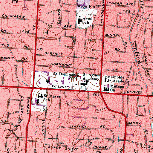 Topographic Map of Saint Dominics School, TN