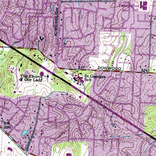 Topographic Map of Saint Georges School, TN