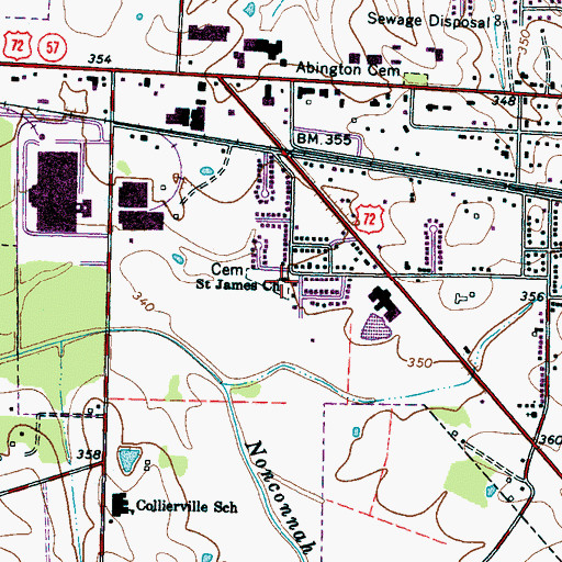 Topographic Map of Saint James Church, TN