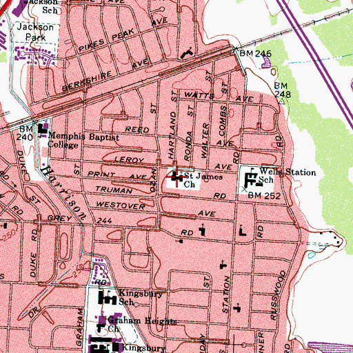 Topographic Map of Saint James Church, TN