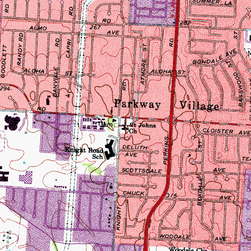 Topographic Map of Saint Johns Church, TN