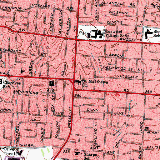 Topographic Map of Saint Matthews Church, TN