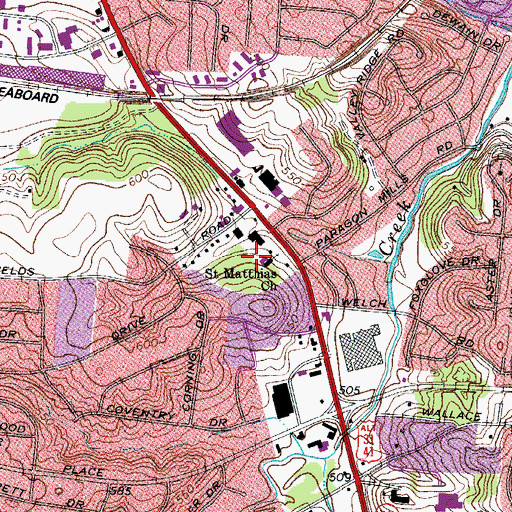 Topographic Map of Saint Matthias Church, TN