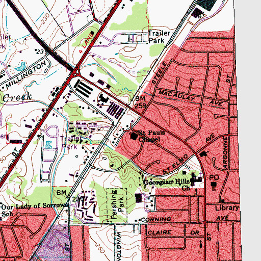 Topographic Map of Saint Pauls Chapel, TN