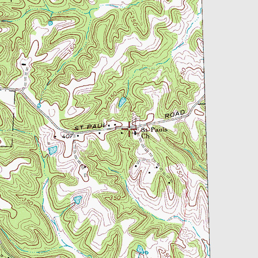 Topographic Map of Saint Pauls Church, TN