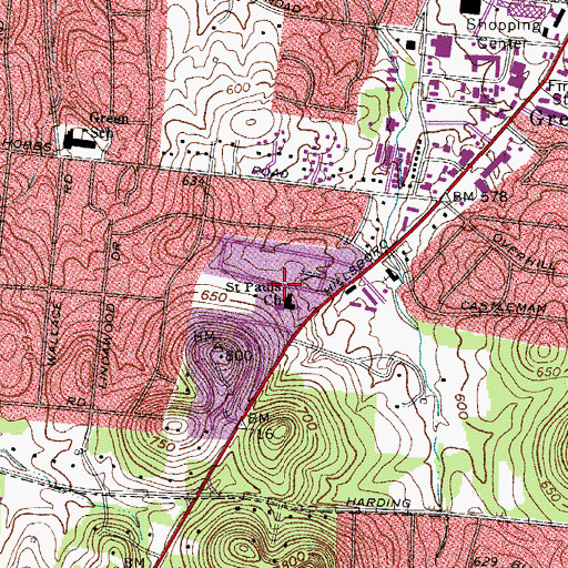 Topographic Map of Saint Pauls Church, TN