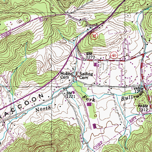 Topographic Map of Salling Cemetery, TN