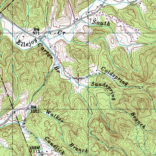 Topographic Map of Sandspring Branch, TN