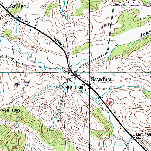 Topographic Map of Sawdust, TN