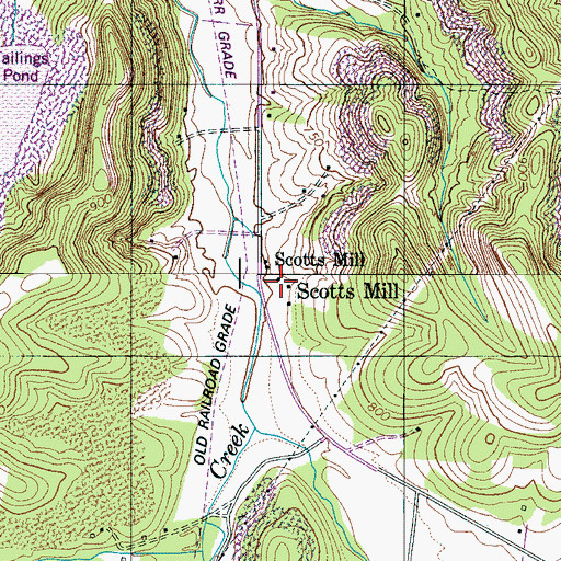 Topographic Map of Scotts Mill, TN