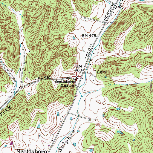 Topographic Map of Scottsboro Mission, TN