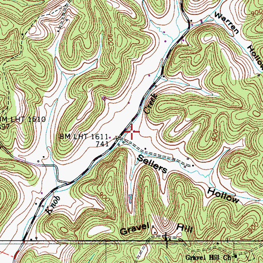 Topographic Map of Sellers Hollow, TN