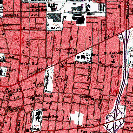 Topographic Map of Seventh Street Church, TN