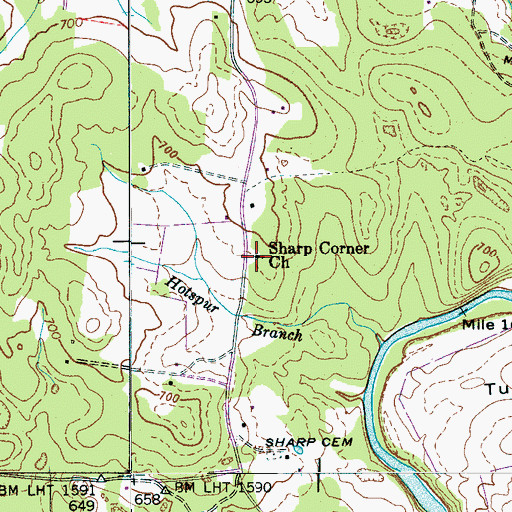 Topographic Map of Sharp Corner Church, TN