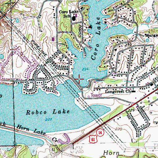 Topographic Map of Coro Lake Dam, TN
