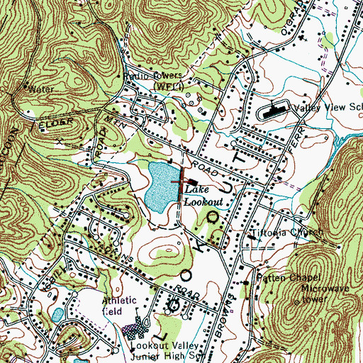 Topographic Map of Lake Lookout Dam, TN