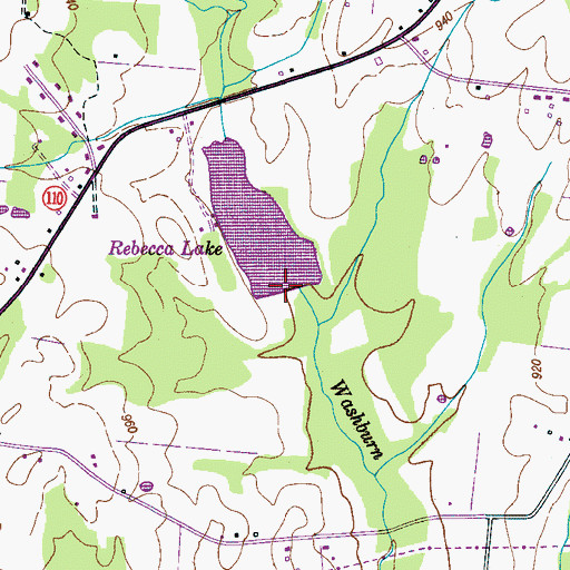 Topographic Map of Rebecca Lake Dam, TN