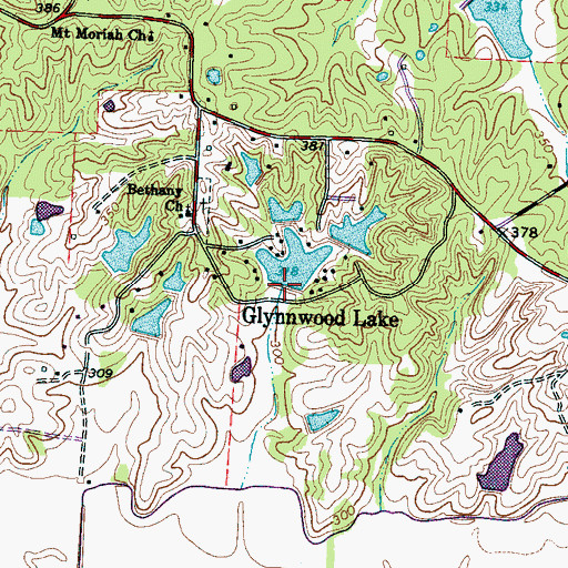 Topographic Map of Glynwood Dam, TN