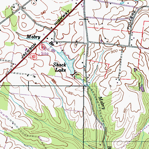 Topographic Map of Shack Lake Dam, TN