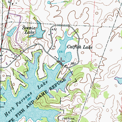 Topographic Map of Catfish Lake Dam, TN