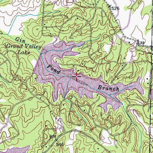 Topographic Map of Grand Valley Lake, TN