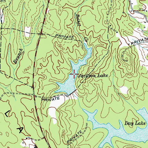 Topographic Map of Jackson Lake, TN