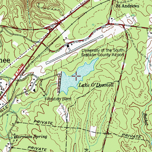 Topographic Map of Lake O'Donnell, TN