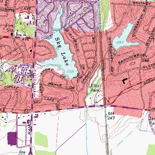 Topographic Map of Sky Lake Dam, TN