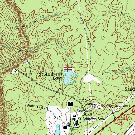 Topographic Map of Saint Andrews Dam, TN