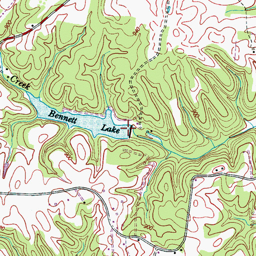 Topographic Map of Bennett Lake Dam, TN
