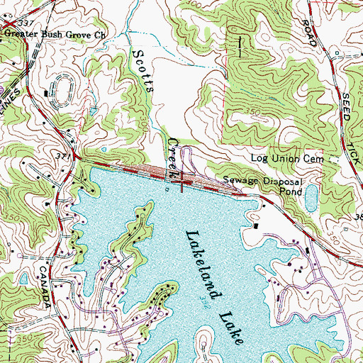 Topographic Map of Lakeland Dam, TN