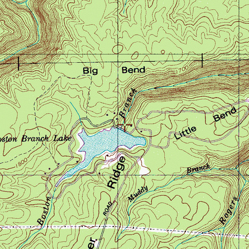 Topographic Map of Boston Branch Lake Dam, TN