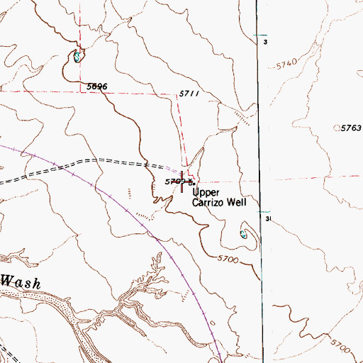 Topographic Map of Upper Carrizo Well, AZ