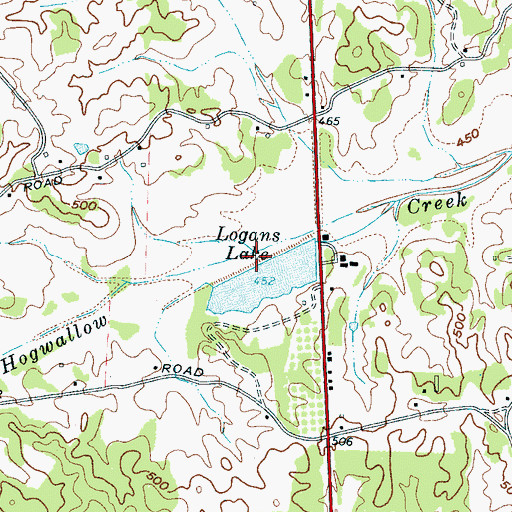 Topographic Map of Logans Lake Dam, TN