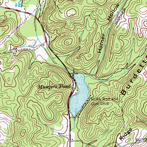 Topographic Map of Mungers Pond Dam, TN