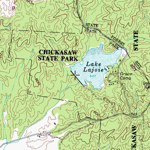 Topographic Map of Lake Lajoie Dam, TN