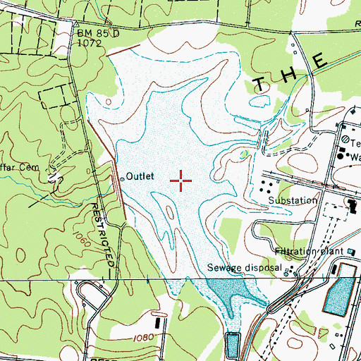 Topographic Map of AEDC Retention Reservoir, TN