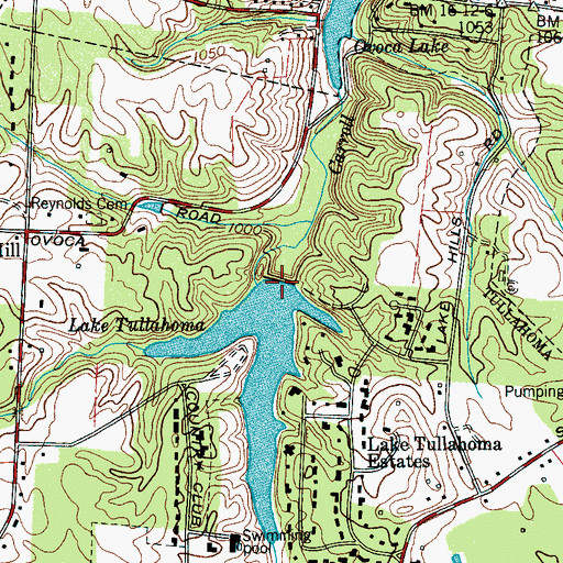 Topographic Map of Lake Tullahoma Dam, TN