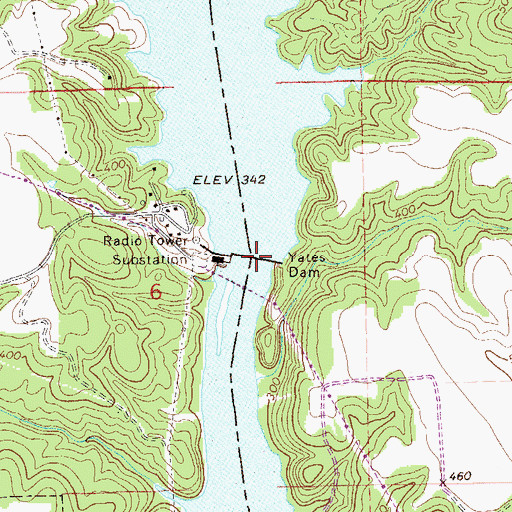 Topographic Map of Yates Reservoir, AL