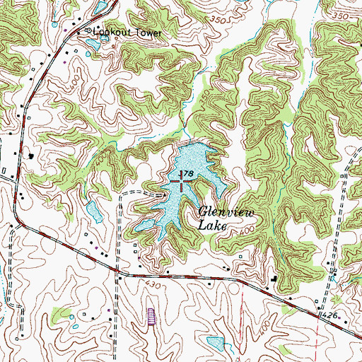 Topographic Map of Glenview Lake Dam, TN